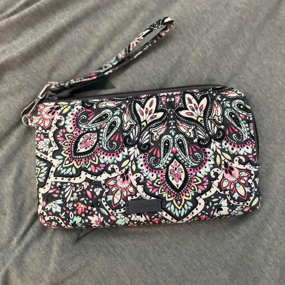 Vera Bradley Paisley Grey and Pink Wristlet